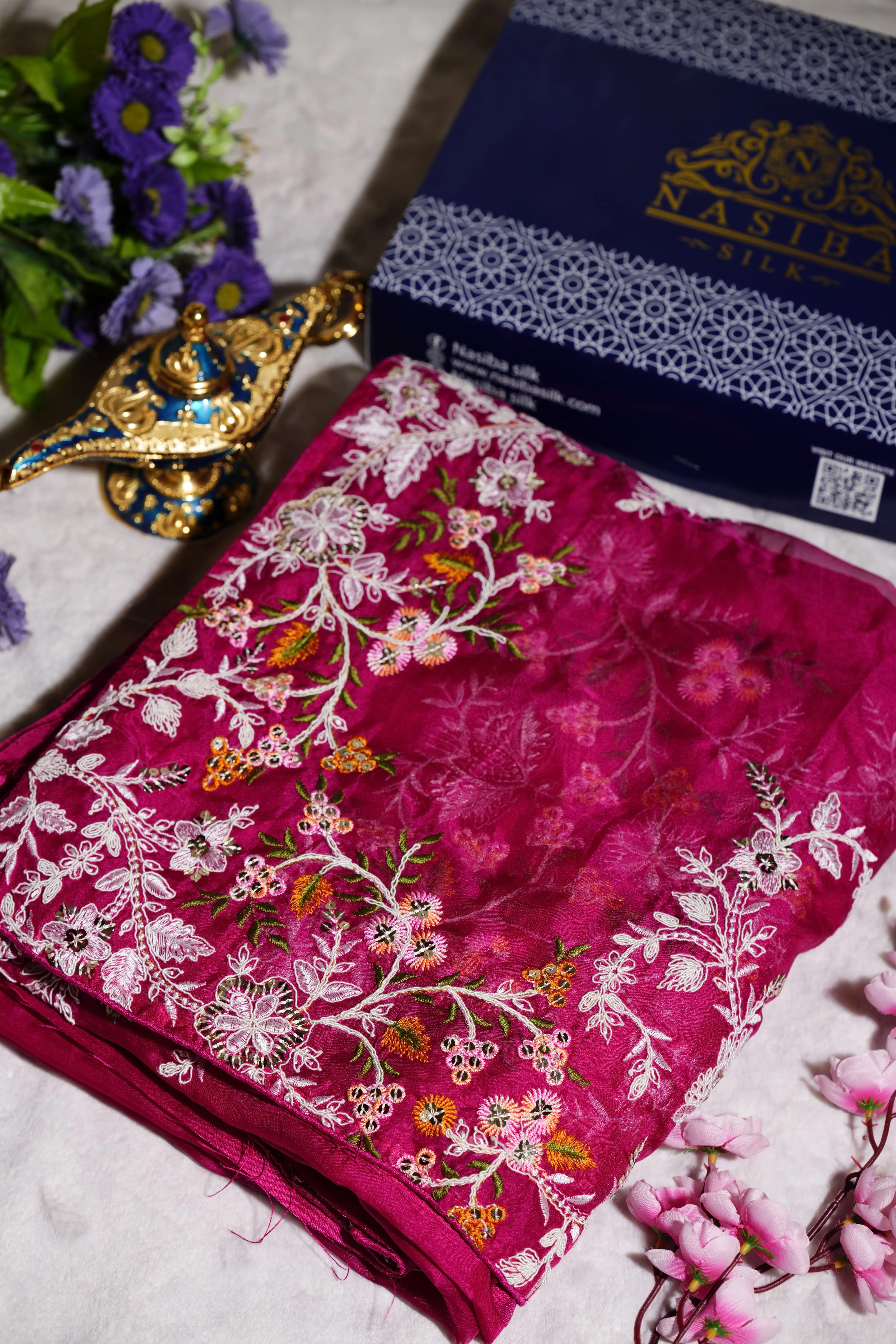 Muti Seqwence & Cord  deep pink jemi Chu Georgette party Saree